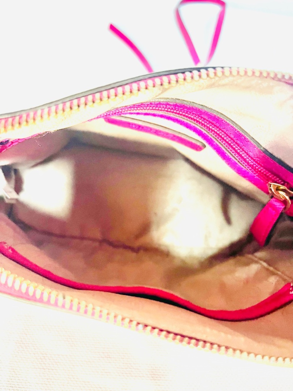 Michael Kors Fuchsia Pink Saffiano Leather Crossbody with Chain & Leather Strap - Picture 8 of 11